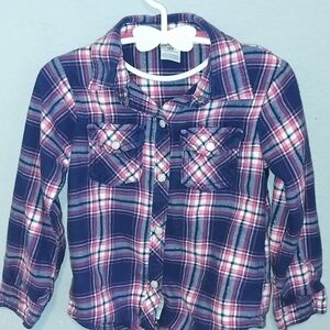 Plaid Kids Shirt - Blue and Pink